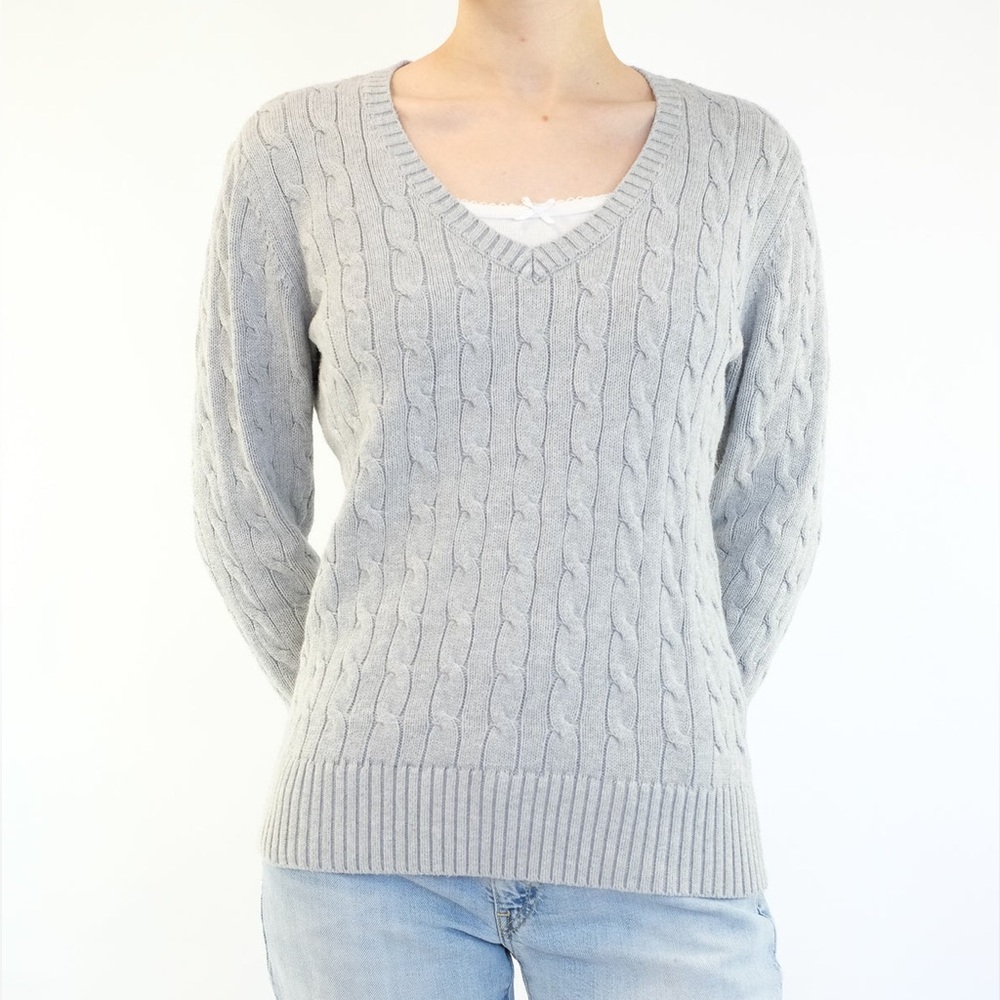 LOFT - VNeck Cable Knit Sweater Sz Large